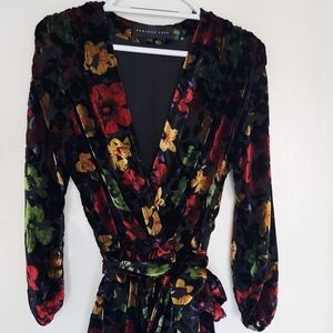Endless Rose Romper Womens XS Burnout Floral Velvet